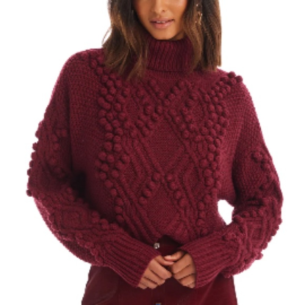 Allison New York 'Daphne' Turtleneck Sweater in 'Merlot' - Women's XS